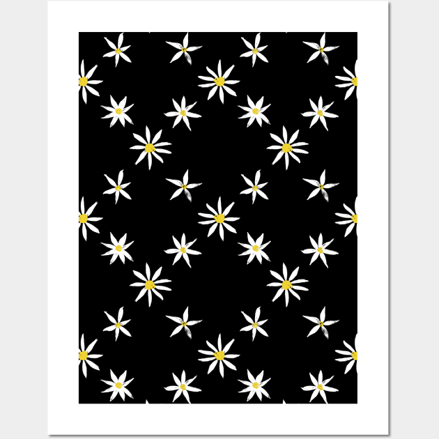 Daisy trellis on black Wall Art by crumpetsandcrabsticks